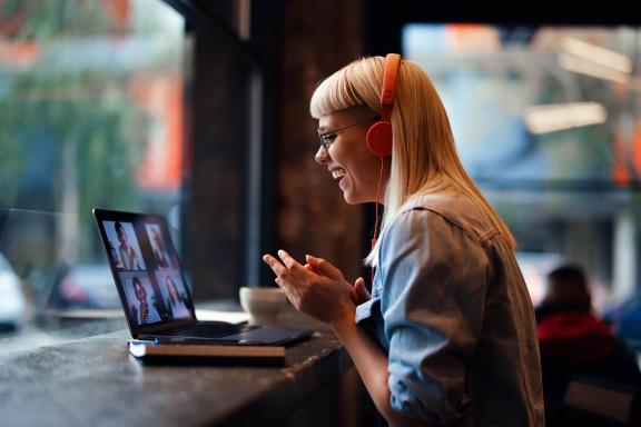 Woman smiling on at video call
